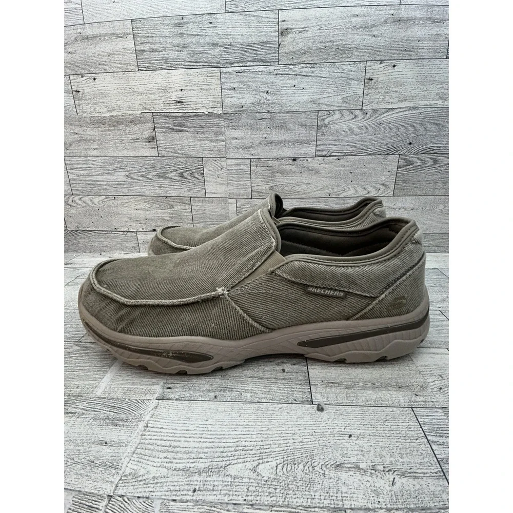 Skechers Shoes Tan Mens Sz 10 Relaxed Fit Air Cooled Memory Foam Slip On Comfort